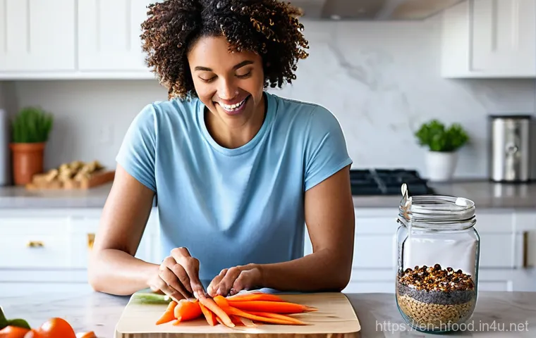 다이어트 중 먹을 수 있는 스낵 추천 - **Prompt Title:** The Art of Mindful Snacking Prep for Sustained Energy

    **Image Prompt:** A bri...