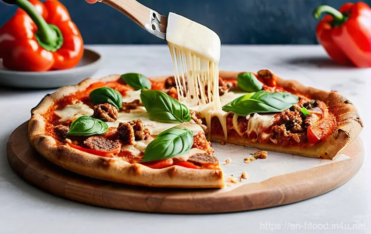 집에서 만드는 비건 피자 레시피 - **Gourmet Vegan White Sauce Pizza with Creamy Dreaminess:**
    A top-down, vibrant food photography...