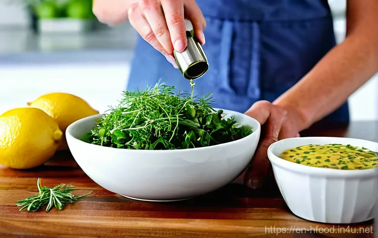 저염 식단을 위한 드레싱 추천 - **Homemade Creamy Avocado-Tahini Dressing Preparation:** A top-down view of a rustic wooden countert...